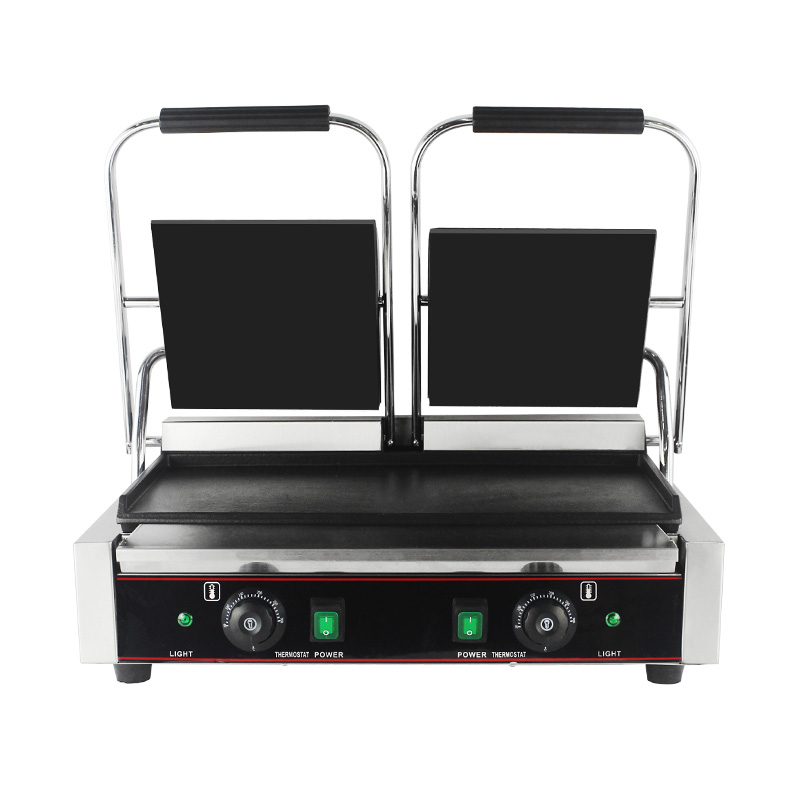 Stainless Steel Commercial Electric Double Plates Panini Grill Kitchen Machine